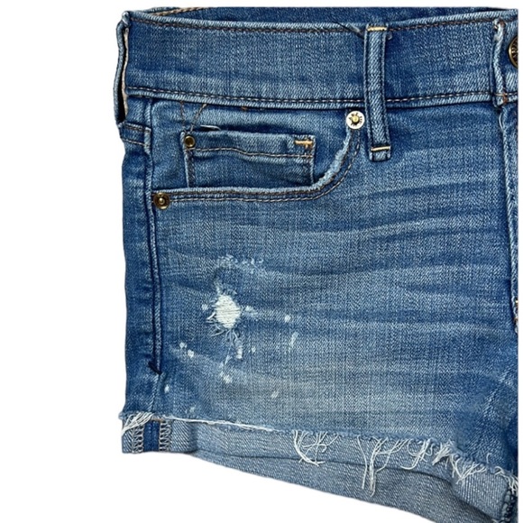 Abercrombie & Fitch Jean Short Sz 26 Medium Wash Distressed Denim Jean Shorts - Picture 6 of 8
